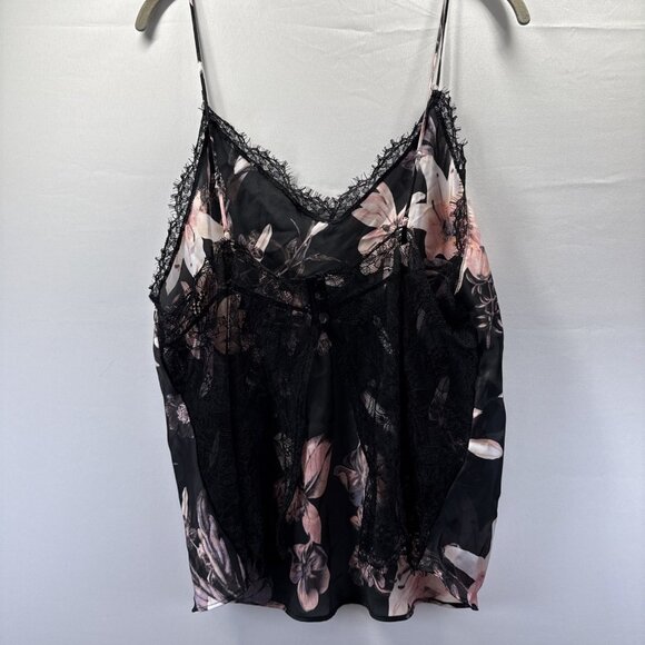 Victoria's Secret Cami Tank Floral Silky Lace Size XL Black Pink Fairy Strappy - Picture 4 of 6